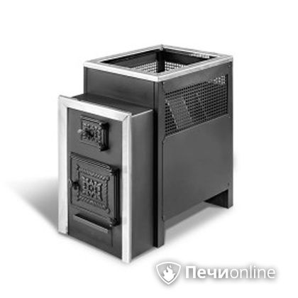 Дровяная банная печь Радуга ПБ-30 встроенный теплообменник 8 мм прочистная дверца универсальный кожух в Хабаровске